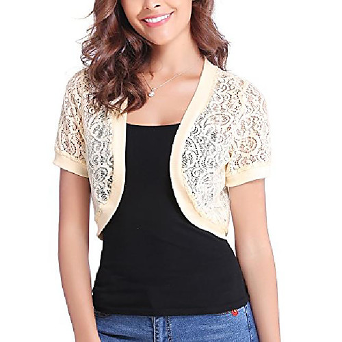 

women short sleeve cropped bolero shrug with floral lace open front bolero cardigan