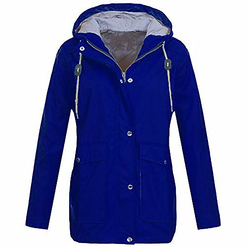 

women's rain jacket outdoor plus hoodie coat waterproof hooded raincoat windproof outwear overcoat blue