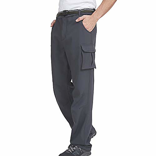 

men's hiking pants windproof snow/snowboarding insulated pants windbreaker/waterproof fleece lined warm ski pants (gray, 32w x 30l)