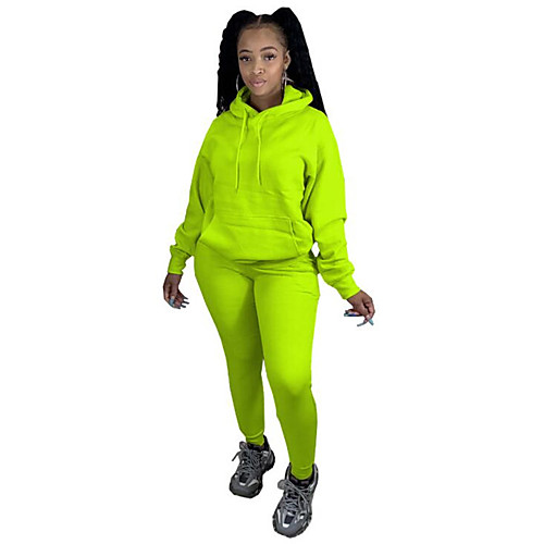 

Women's Solid Color Daily Wear Two Piece Set Sweatshirt Tracksuit Pant Tops