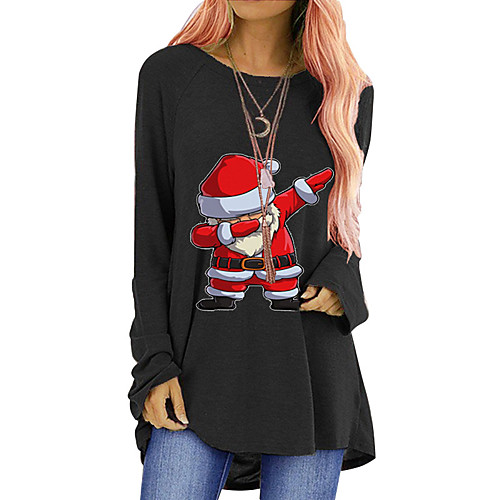 

Women's Swing Dress Short Mini Dress Black Blue Red Khaki Green Light gray Long Sleeve Print Patchwork Print Fall Spring Round Neck Casual Vintage Christmas 2021 S M L XL XXL 3XL