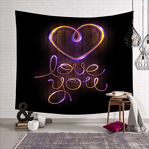 

Wall Tapestry Art Deco Blanket Curtain Picnic Table Cloth Hanging Home Bedroom Living Room Dormitory Decoration Polyester Fiber Still Life Modern NeonLove Confession