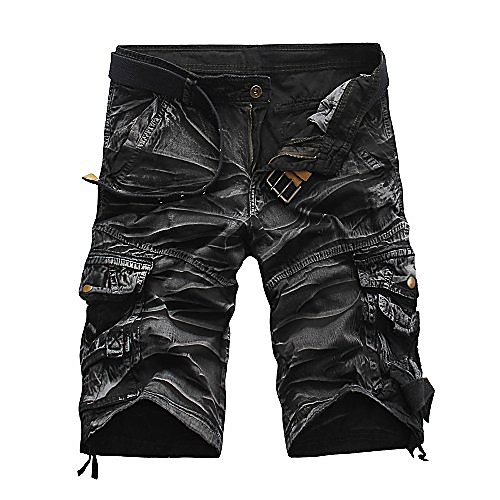 

men's fashion camo twill cargo shorts big pocket board shorts outdoor fit breathable flat front beachtrunks pants