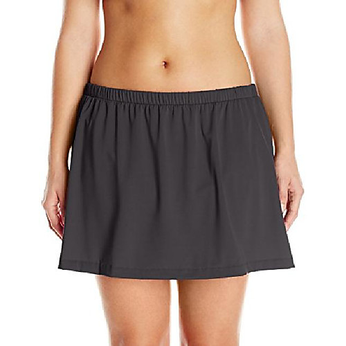

women's plus size mid rise skirted bikini swimsuit bottom, black 2, 18w