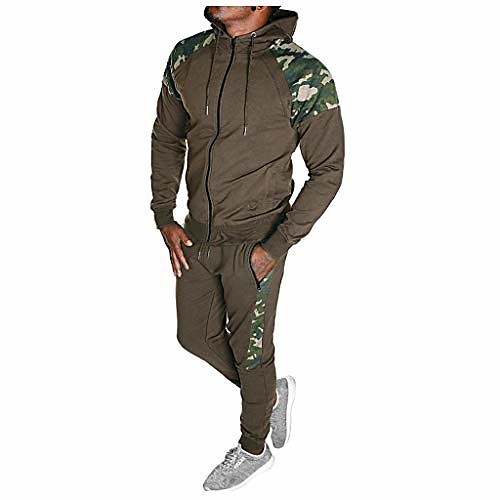 

men's tracksuit slim fit camouflage block sweatersuit tapered sweatpants