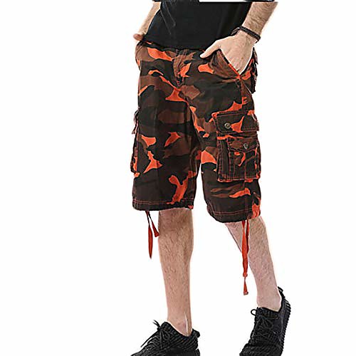 

men's casual tactical shorts quick-dry shorts camo pants with zip pocket, camping, travel