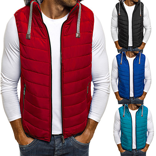 

Men's Running Vest Gilet Sports Puffer Jacket Full Zip Outerwear Coat Top Casual Athleisure Winter Thermal Warm Breathable Soft Fitness Gym Workout Running Jogging Training Sportswear Solid Colored