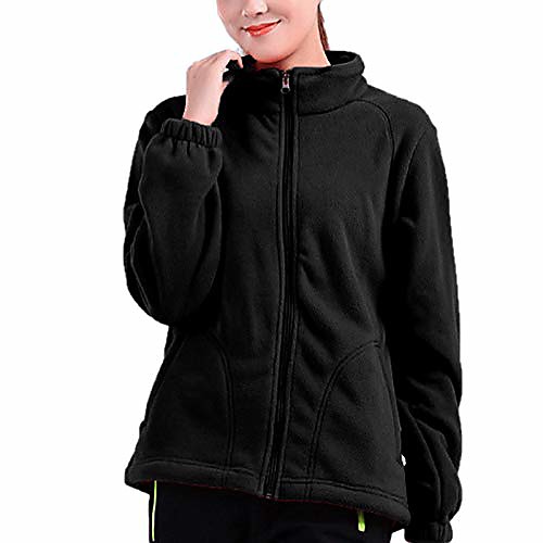 

womens fleece jacket full zip stand collar sportwear top outwear black2 bust 40.9(asie xl)