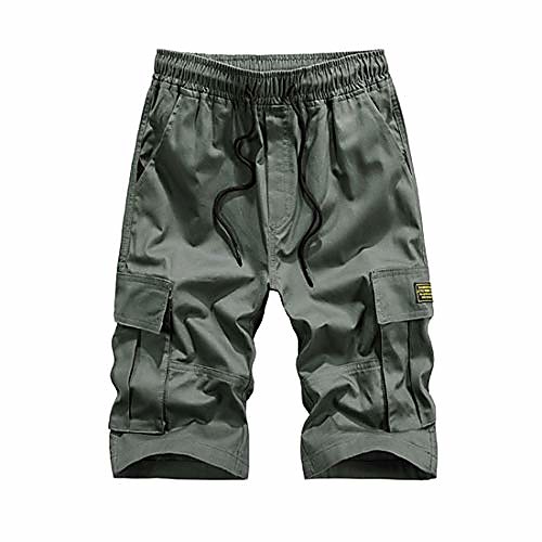 

men's cropped shorts summer micro-elastic solid color large size loose shorts men's casual shorts