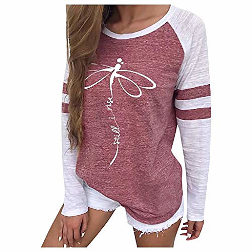 

women letter print shirt long sleeve round neck casual style blouse tops