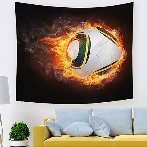 

Wall Tapestry Art Decor Blanket Curtain Picnic Tablecloth Hanging Home Bedroom Living Room Dorm Decoration Polyester Novelty Modern Fire Football