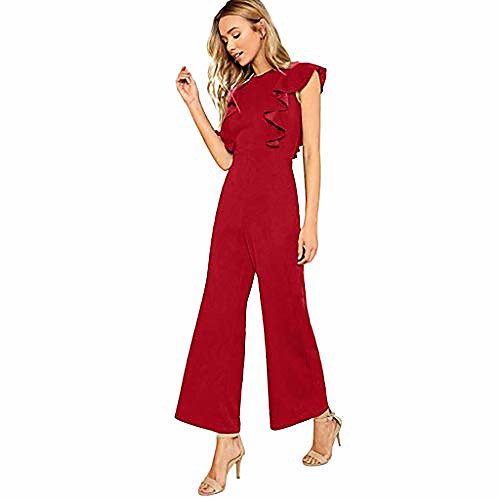 

playsuit clubwear women short sleeve straight leg trousers jumpsuit belt