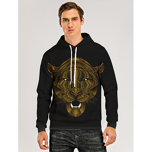 

Men's Pullover Hoodie Sweatshirt Animal Patterned Graphic 3D Front Pocket Hooded Daily 3D Print 3D Print Casual Hoodies Sweatshirts Long Sleeve Yellow