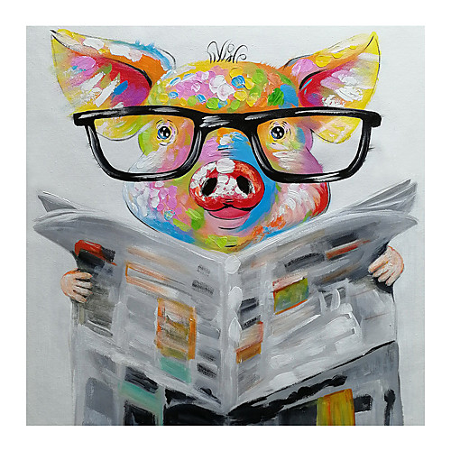 

Oil Painting Hand Painted Square Pop Art Modern Stretched Canvas