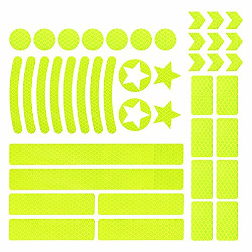 

42 pieces reflective sticker, high visibility safety reflective stickers kit, reflective safety helmet stickers for bicycles, cars, motorcycles, pushchairs, etc
