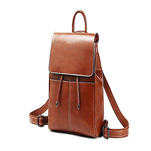 

leather backpack purse fashion bags for women casual daypack for ladies flap backpack (brown)
