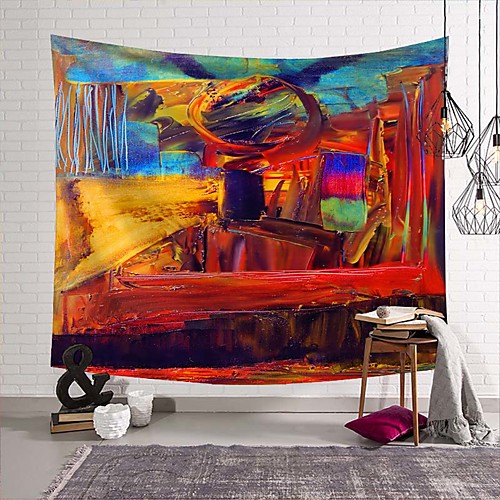 

Wall Tapestry Art Deco Blanket Curtain Picnic Table Cloth Hanging Home Bedroom Living Room Dormitory Decoration Polyester Fiber Abstract Modern Color Oil Painting Dark Color