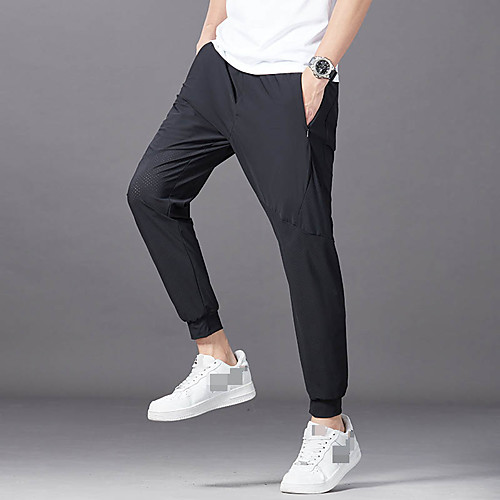 

Men's Joggers Jogger Pants Sports & Outdoor Bottoms Elastic Waistband Mesh Pocket Elastane Winter Fitness Running Jogging Training Reflective Breathable Quick Dry Sport Solid Colored Black / Stretchy