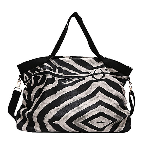 

Women's Bags PU Leather Leather Tote Top Handle Bag Pattern / Print Zipper Geometic Daily Outdoor Handbags Baguette Bag Black