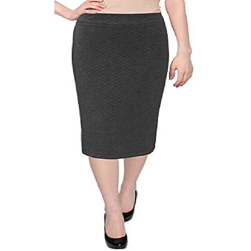 

women's basic stretch bodycon midi modest pencil skirt below the knee for office work made in usa (x-large, grey)