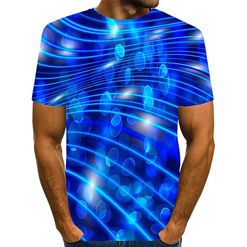 

Men's T shirt 3D Print Graphic Print Short Sleeve Daily Tops Streetwear Blue