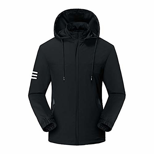 

mens sports waterproof quick-dry breathable zip up hooded windproof ourdoor active jacket(black,xxxxl)