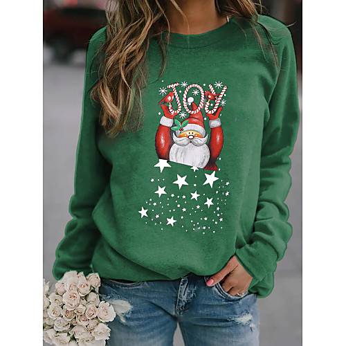 

Women's Pullover Sweatshirt Graphic Letter Christmas Daily Casual Christmas Hoodies Sweatshirts Blue Red Khaki