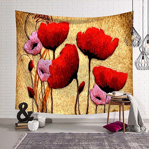

Wall Tapestry Art Deco Blanket Curtain Picnic Table Cloth Hanging Home Bedroom Living Room Dormitory Decoration Polyester Fiber Abstract Modern Oil Painting Red Flowers