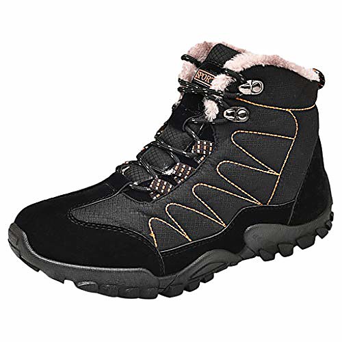 

men's winter snow boots warm water resistant non slip fur lined outdoor hiking shoes ankle sneakers black
