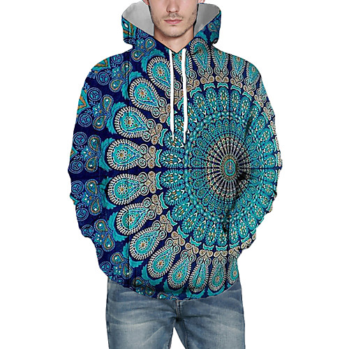 

Men's Pullover Hoodie Sweatshirt Graphic Abstract 3D Front Pocket Daily 3D Print 3D Print Casual Hoodies Sweatshirts Blue