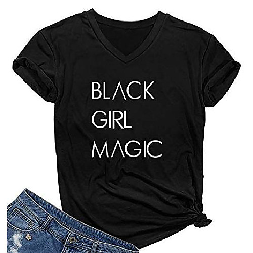 

women graphic v-neck black girl magic t shirt juniors cute tops black x-large