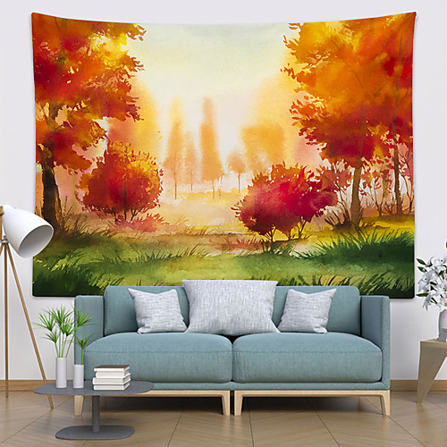 

Wall Tapestry Art Decor Blanket Curtain Picnic Tablecloth Hanging Home Bedroom Living Room Dorm Decoration Polyester Orange Forest