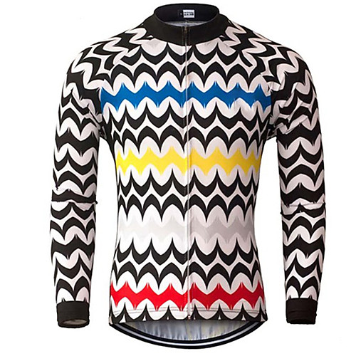 

21Grams Men's Long Sleeve Cycling Jersey BlackWhite Patchwork Bike Jersey Top Mountain Bike MTB Road Bike Cycling UV Resistant Breathable Quick Dry Sports Clothing Apparel / Stretchy