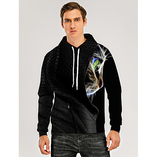 

Men's Pullover Hoodie Sweatshirt Animal Patterned Graphic 3D Front Pocket Hooded Daily 3D Print 3D Print Casual Hoodies Sweatshirts Long Sleeve Black