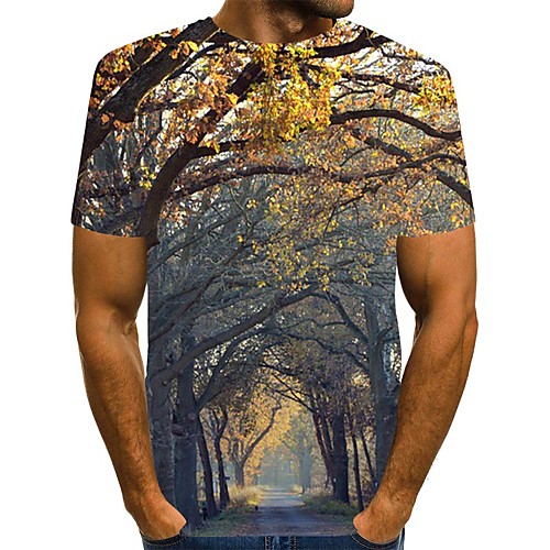 

Men's T shirt 3D Print Graphic Print Short Sleeve Daily Tops Streetwear Yellow