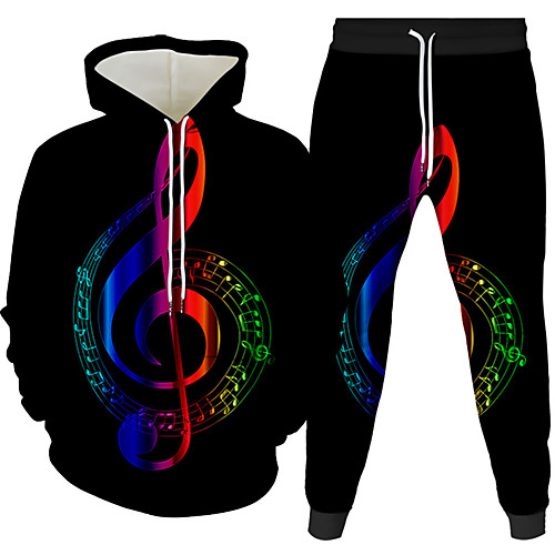 

Women's Men's 3D Hoodies Set Graphic 3D Music 2 Piece Front Pocket Daily 3D Print 3D Print Casual Hoodies Sweatshirts White Black Blue