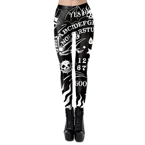 

Women's Sporty Comfort Skinny Gym Yoga Leggings Pants Patterned Animal Full Length Print High Waist Black