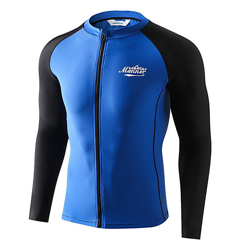

SABOLAY Men's Rash Guard Sun Shirt Windproof Breathable Quick Dry Long Sleeve Front Zip - Swimming Surfing Beach Patchwork Spring & Fall Summer / Stretchy