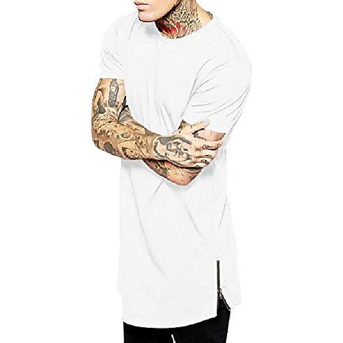 

mens premium longline tee with side zipper elongated extended style t shirt (3x-large, 1rdx0003_white)
