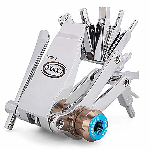 

bike tool mini 16 in 1 multi-tool - chain tool/torx/hex/screwdriver bicycle multitool kit - cycling mechanic repair tools with co2 inflator for road and mountain bikes