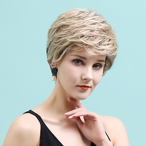 

Human Hair Blend Wig Short Straight Natural Straight Bob Pixie Cut Layered Haircut Asymmetrical White Brown Cosplay Curler & straightener African American Wig Capless Women's All Black / Grey Sliver