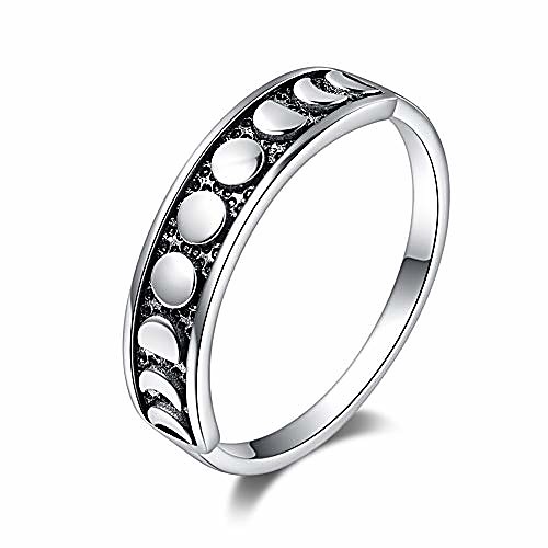 

vintage women rings, 925 sterling silver moon ring moon phase ring lunar moon phase ring for women and girls (9)