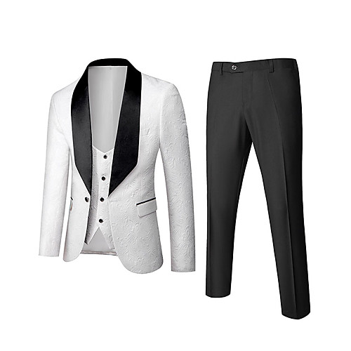 

Tuxedos Standard Fit Shawl Collar Single Breasted One-button Polyester Solid Colored