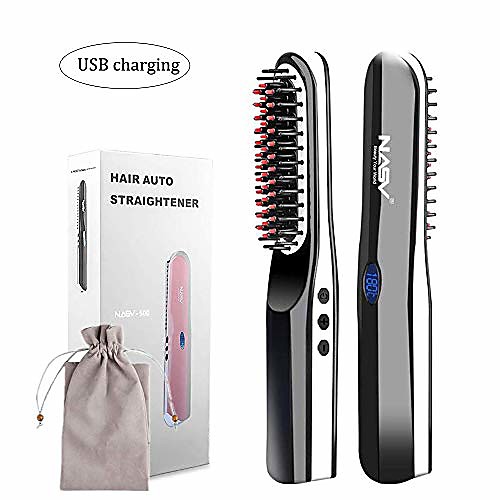 

beard straightener, beard straightener brush,ionic hair straightener for man&women,upgraded ceramic heated hair straightening with lcd display and usb charging