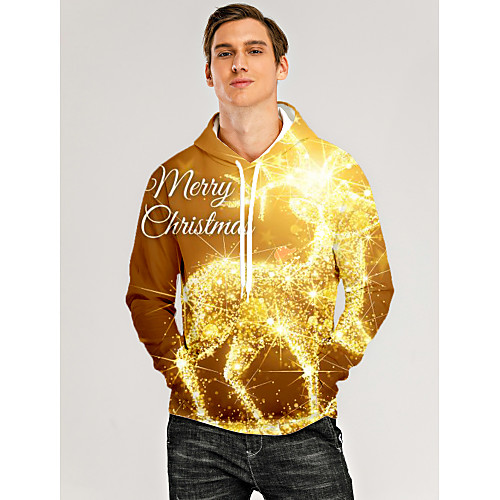 

Men's Pullover Hoodie Sweatshirt Print Graphic 3D Front Pocket Christmas Daily 3D Print 3D Print Christmas Hoodies Sweatshirts Gold