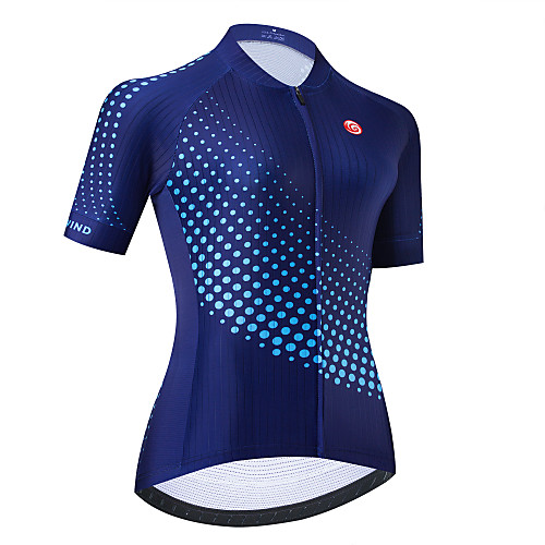 

21Grams Women's Short Sleeve Cycling Jersey Dark Blue Polka Dot Bike Jersey Top Mountain Bike MTB Road Bike Cycling Breathable Quick Dry Sports Clothing Apparel / Stretchy / Athletic