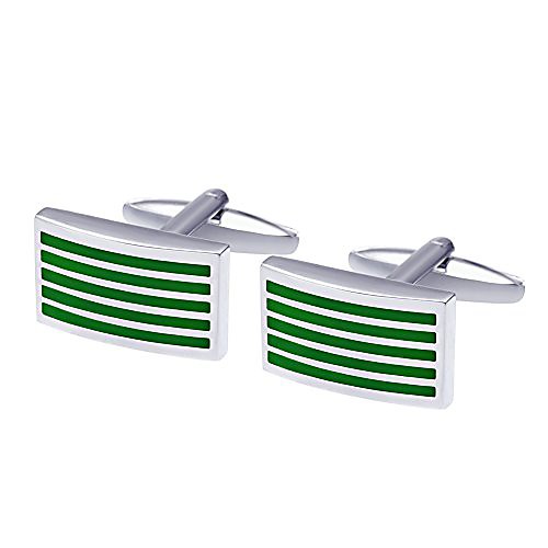 

men's five green striped cufflinks with gift box