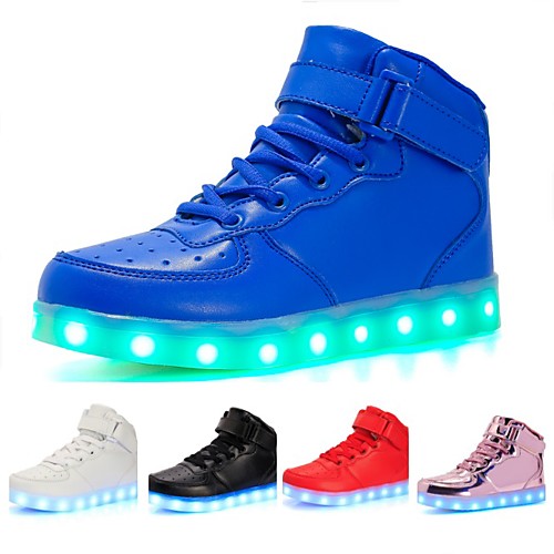 

Girls' Sneakers LED LED Shoes USB Charging PU LED Luminous White Black Red Spring / Rubber