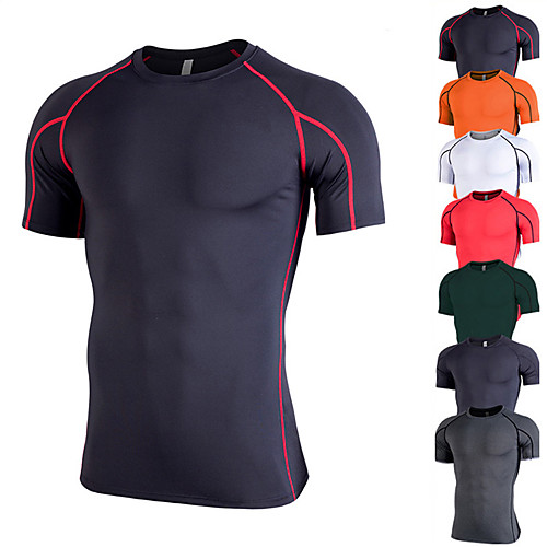 

Men's Short Sleeve Compression Shirt Running Shirt Tee Tshirt Base Layer Top Athletic Athleisure Elastane Breathable Quick Dry Soft Fitness Gym Workout Running Jogging Training Sportswear Solid