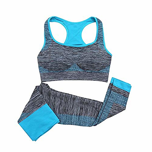 

women sports bra pants suit yoga tracksuit leggings sportswear run racerback & leggings gym outfits sportwear for exercise (blue, s)